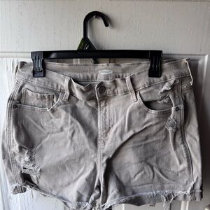 Old Navy Women's Light Gray Distressed Jean Shorts